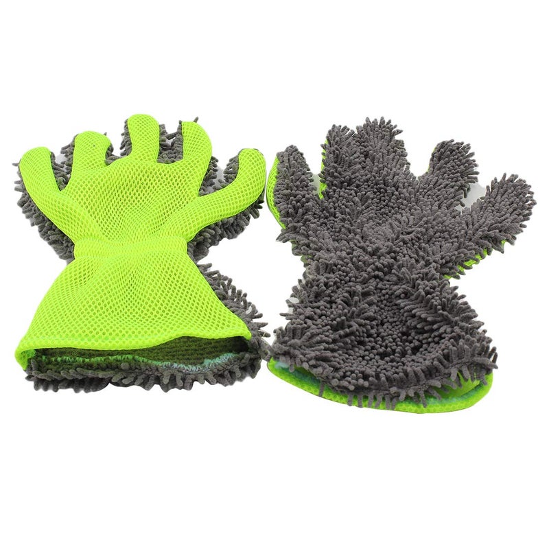 BokWin 2-Pack Car Wash Mitt Scratch Free, 5-Finger Microfiber Wash Mitts, Car Interior Exterior Cleaning Gloves, Auto Chenille Washing Sponge Kits for Cleaning Wheel Tight Spot - Image 1
